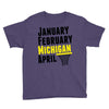 January February Michigan April - March Madness Basketball Youth Tee