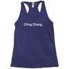 cling clang funny Racerback Tank