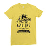 adventure calling and i must go woods ex Ladies Fitted T-Shirt