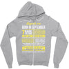 Legends Are Born In September Zipper Hoodie