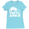 vinyl junkie white logo Ladies Fitted T-Shirt