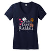 peace love rabbits Women's V-Neck T-Shirt