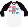 one shift two shift red shift blue shift 3/4 Sleeve Shirt