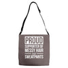 supporter of messy hair and sweatpants lounge funny Adjustable Strap Totes