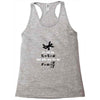 its the sudden deceleration that kills you funny physics Racerback Tank