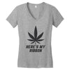 Support Melanoma Cancer Awareness With A Black Cannabis Leaf Women's V-Neck T-Shirt