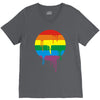 rainbow colored stripes dot running splashes V-Neck Tee
