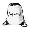 Heart Beats Mountain Drawstring Bags