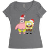 spongebob squarepants and patrick christmas Women's Triblend Scoop T-shirt