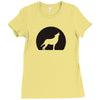 wolf howling at moon Ladies Fitted T-Shirt