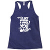 im not wearing a mask you Racerback Tank
