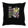 ski mood french bulldog Throw Pillow