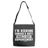 I Am Kicking Cancers Butt Whats Your Superpower ? Adjustable Strap Totes