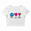 peace love wine Crop Top