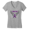 my hero is now my angel pancreatic cancer awareness Women's V-Neck T-Shirt