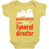 can't scare me halloween funeral direct Baby Bodysuit