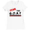 the goat white t shirt greatest of all time basketball baseball footba Ladies Fitted T-Shirt