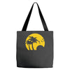 beach silhouette birds sand sunset Tote Bags