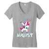 Born Unicorns-Born August Women's V-Neck T-Shirt
