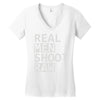 real men shoot raw Women's V-Neck T-Shirt