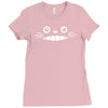 totoro smiling face   cute neko cat kawaii japanese anime otaku gift t Ladies Fitted T-Shirt