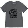 Queens Are Born In January V-Neck Tee