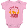 This Girl Loves Shetland Sheepdog Baby Onesie
