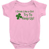drink like a girl Baby Bodysuit