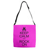 keep calm and rock on mens black t shirt rock music new Adjustable Strap Totes