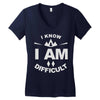 i know i am difficult ski mountain Women's V-Neck T-Shirt