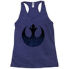 rebel logo with space pattern Racerback Tank
