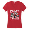 plays with trucks family matching Women's V-Neck T-Shirt