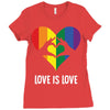 Love Is Love LGBT Rainbow Heart Ladies Fitted T-Shirt