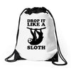 drop like a sloth Drawstring Bags