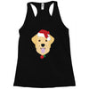 golden retriever dog with red santa's hat Racerback Tank