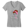 breast cancer girl power Women's V-Neck T-Shirt