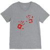 bloody hand print funny zombie kill undead blood horror killer V-Neck Tee
