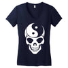 yin yang skull Women's V-Neck T-Shirt