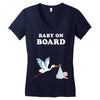 Baby On Board with Stork Women's V-Neck T-Shirt