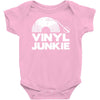 vinyl junkie white logo Baby Onesie