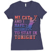 my cat and i stay in tonight Ladies Fitted T-Shirt