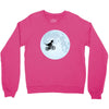 Biker Dinosaur - Dinosaur Riding A Bike To The Moon Crewneck Sweatshirt