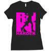 run harder gym workout Ladies Fitted T-Shirt