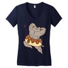 Pusheen the Cat Muscular with Donut Women's V-Neck T-Shirt