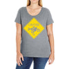 motorcycle caution sign Ladies Curvy T-Shirt