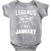 Legends Are Born In January Baby Onesie