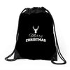 buck merry christmas Drawstring Bags