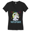 unicorns are born in november cute unicorn Women's V-Neck T-Shirt