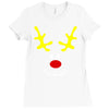 reindeer face novelty christmas Ladies Fitted T-Shirt