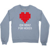 nerd shirt design  herz f&uuml;r nerds computer gaming fun big bang minecr Crewneck Sweatshirt